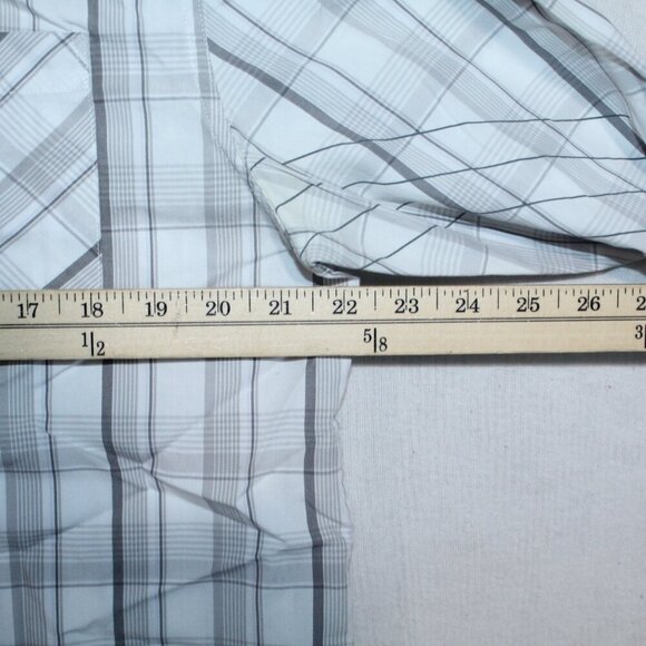 Hawk Men Gray Button Down Shirt Long Sleeve Plaid Casual Size Medium - Picture 5 of 7